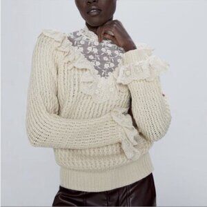 Zara bloggers favorite lace sweater